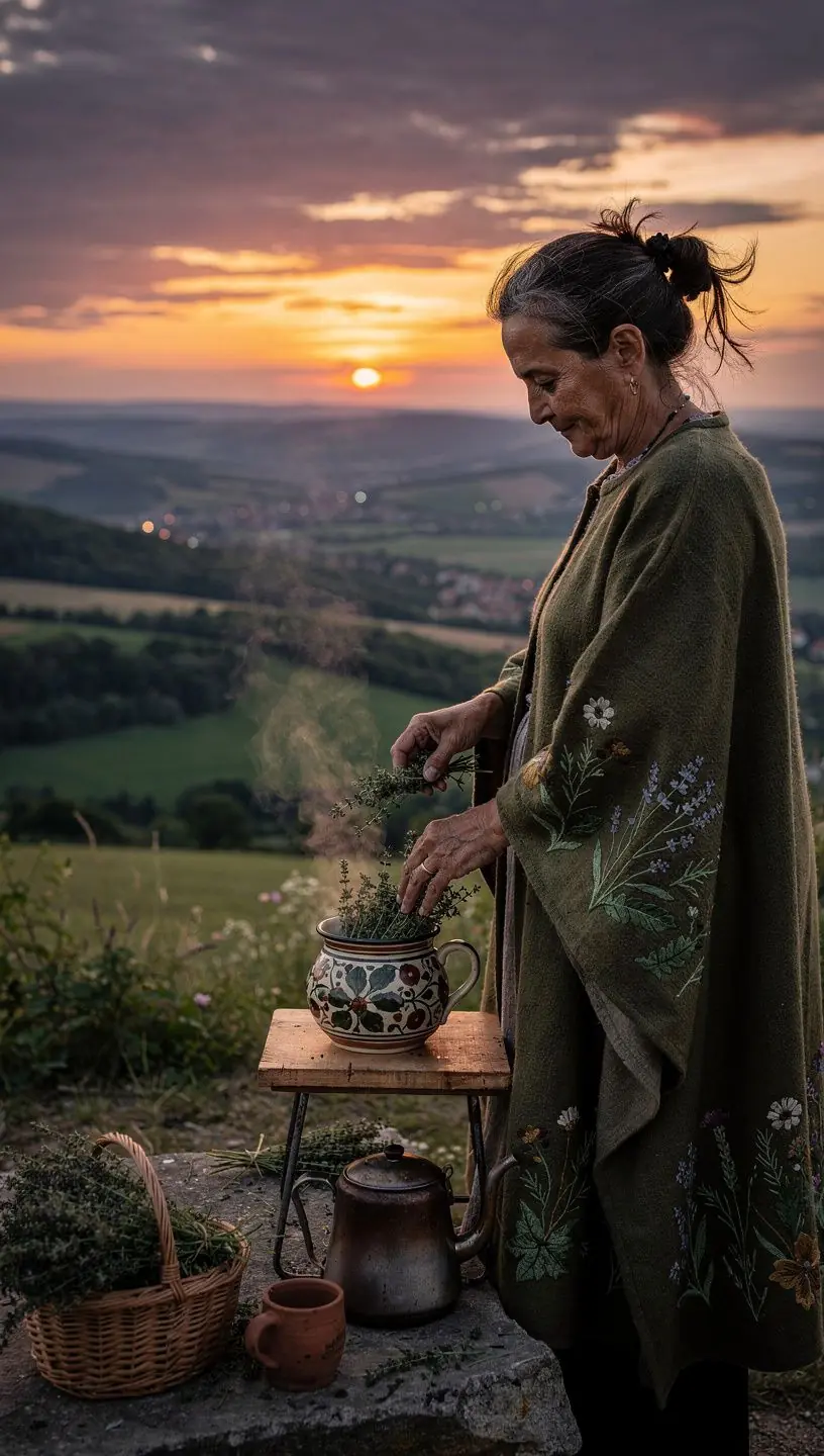 Közelről készült fotó egy teáscsészéről, benne gőzölgő kakukkfű tea.