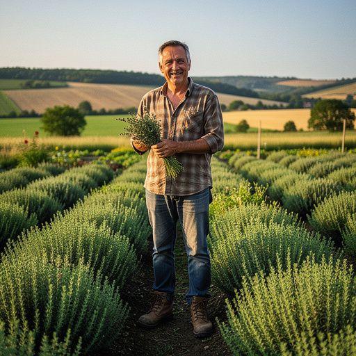 Kakukkfű virágok a természetben, élénk zöld háttér előtt.
