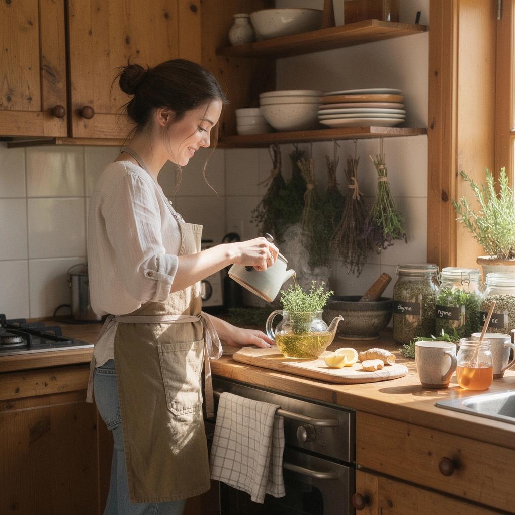 Egy fűszeres teakeverék, tele szárított kakukkfűvel és más gyógynövényekkel.